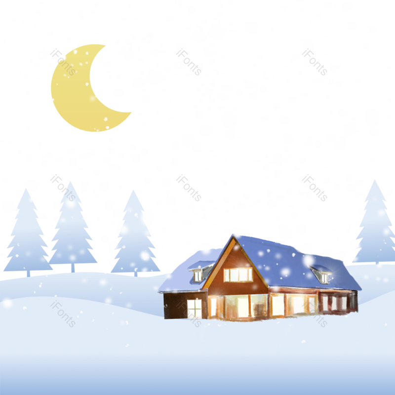 装饰图片,雪景元素,雪地PNG,夜晚免抠素材